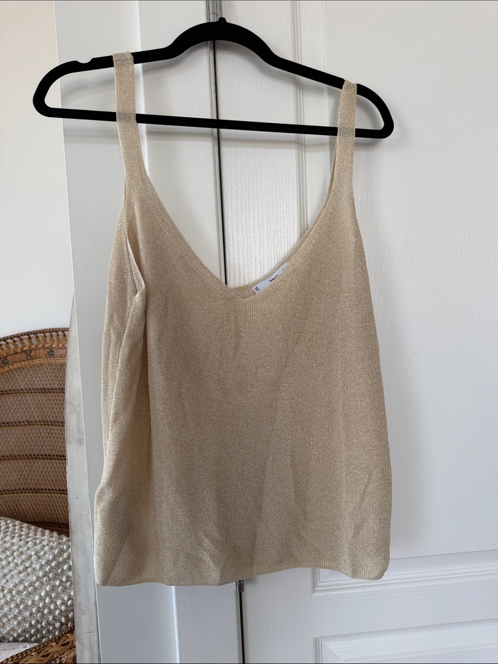 Mango Shimmery Beige V-Neck Camisole